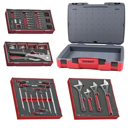 Teng Tools 142 Piece Hex, Adjustable Wrench, Rivet & Impact Bit Foam Kit TC-6T-12